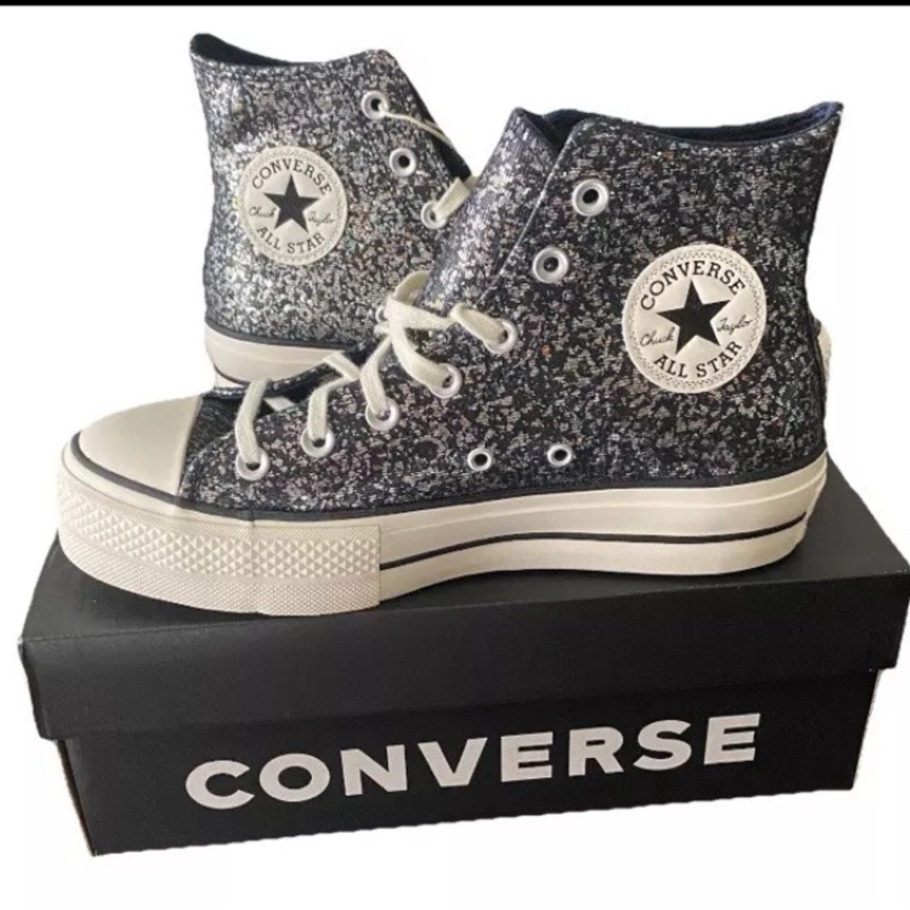 Women’s Chuck Taylor All Star Lift Platform Canvas High Top Sneakers~Sparkle 🩷🤩